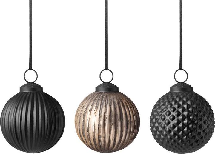 Villeroy & Boch Glas-Weihnachtskugeln 3tlg. Black XMAS (3 -teilig)