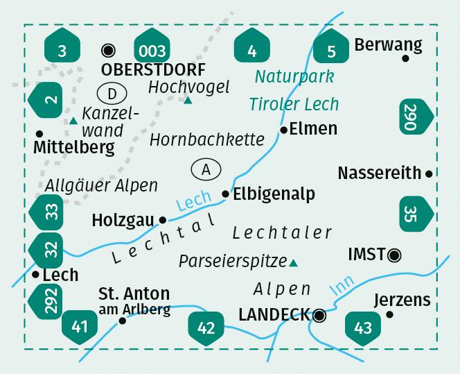 Energie-Label Wanderkarte 24 Lechtaler Alpen, Hornbachkette 1:50.000