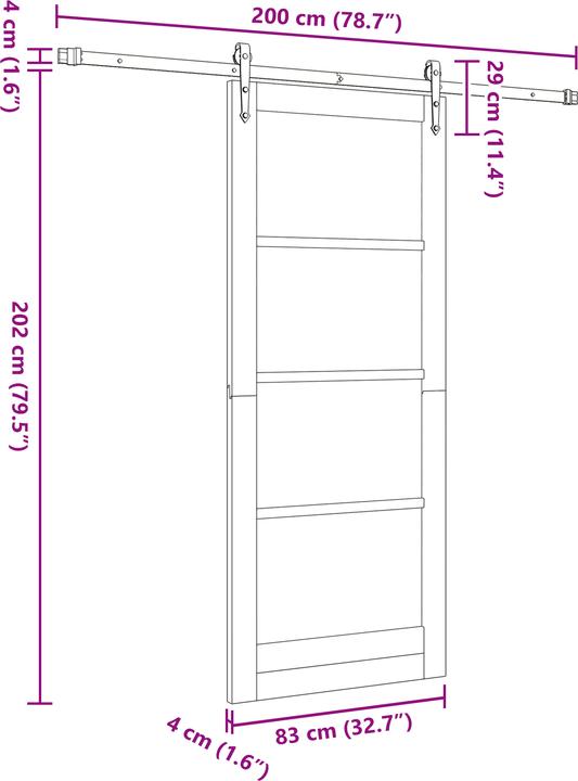 Actual product image VidaXL Sliding door with hardware set 83x202 cm solid pine