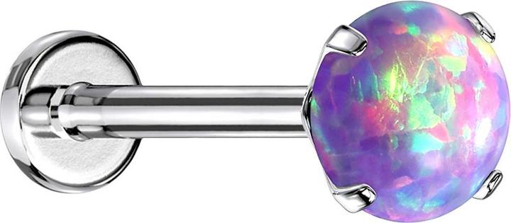 Produktbild Star Piercing Micro Threadless Labret silber Opal violett gefasst (Chirurgenstahl 316L)