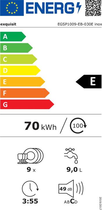 Etichetta energetica Exquisit Lavastoviglie EGSP1009-E