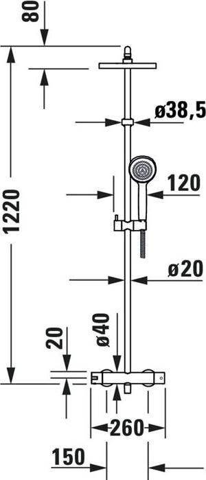 Actual product image Duravit Shower system B.2 with shower thermostat chrome
