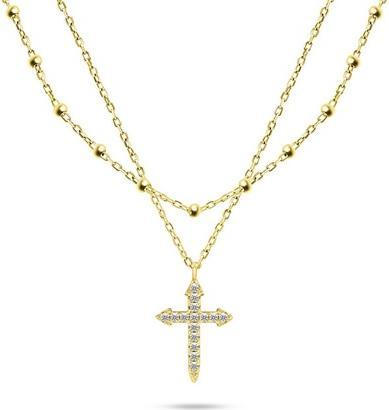 Brilio Silver - Stylish double gold plated necklace NCL93Y