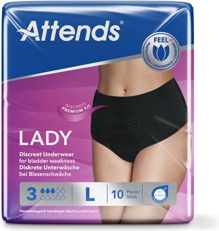 Attends Lady 3 Discreet L schwarz Btl 10 Stk (10 x, L)