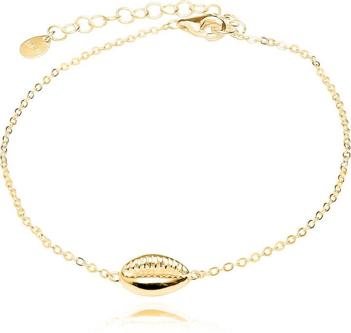 Leyda Fusskette Kauri Muschel (Silber 925, vergoldet 750 / 18 K Gold, 27 cm)