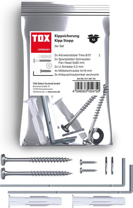 Immagine prodotto Tox Dispositivo anti-ribaltamento per mobili Kipp Stopp (2 pz.) (2 pz.)