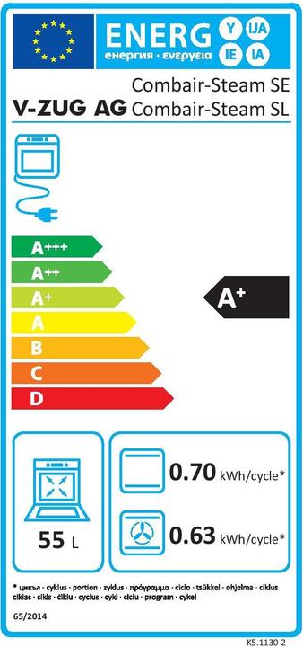 Energie-Label V-Zug Combair-Steam SL