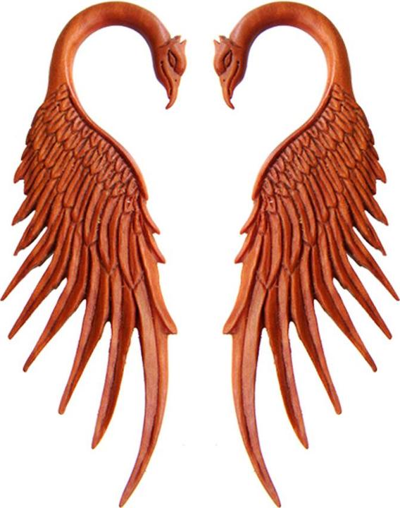 Star Piercing Ohrgewicht Spirale Pelikan aus Narra Holz (2stk) (ohne Messing, Organisch)