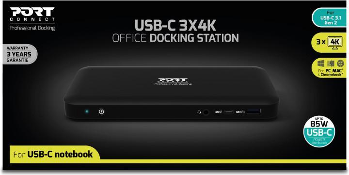 Produktbild Port Designs Docking Type C Office 3 X - Eu (USB-C, 9 Ports)