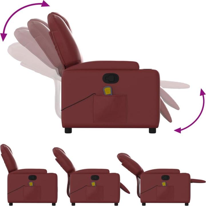 Actual product image VidaXL Massage chair wine red imitation leather,Colour: Wine red,Material