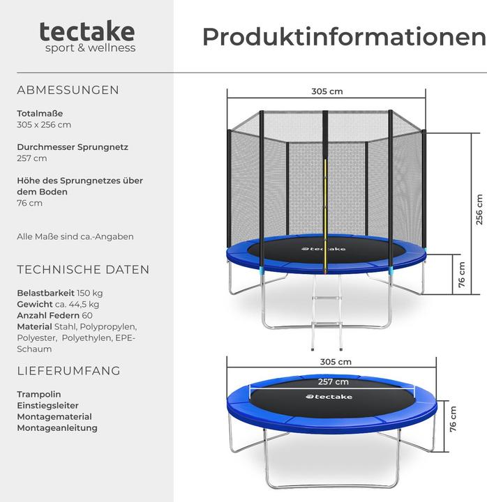 Image du produit tectake Trampoline de jardin (305 cm)