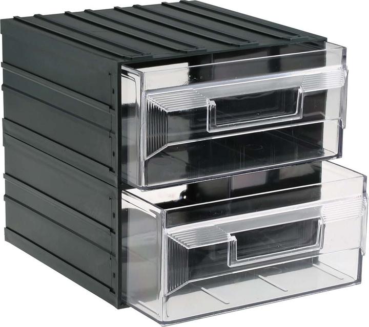 Produktbild Rs Pro Kunststoff Schubladenmagazin Transparent, 2 Einschübe, 208mm x 208mm x 222mm