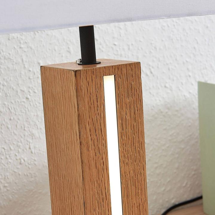 Produktbild Lindby Garry Square Tischleuchte White/Wood (200 lm, E27)