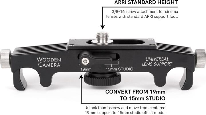 Actual product image Wooden Camera Universal Lens Support (19mm/15mm Studio)