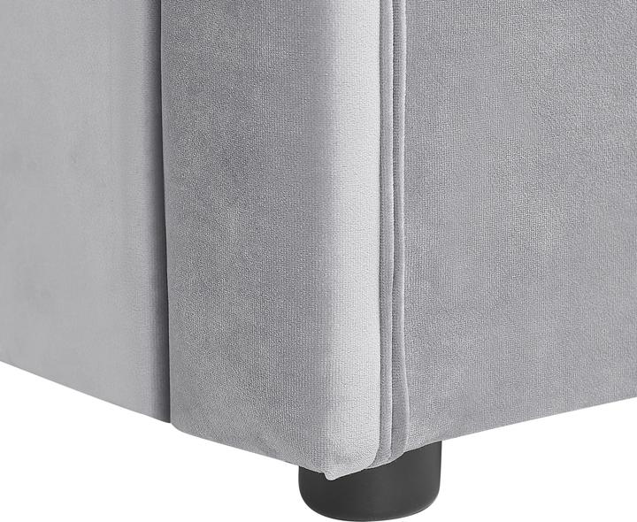 Actual product image Beliani Daybed extendable velvet fabric grey slatted frame 90 x 200 cm MONTARGIS (90 x 200 cm)