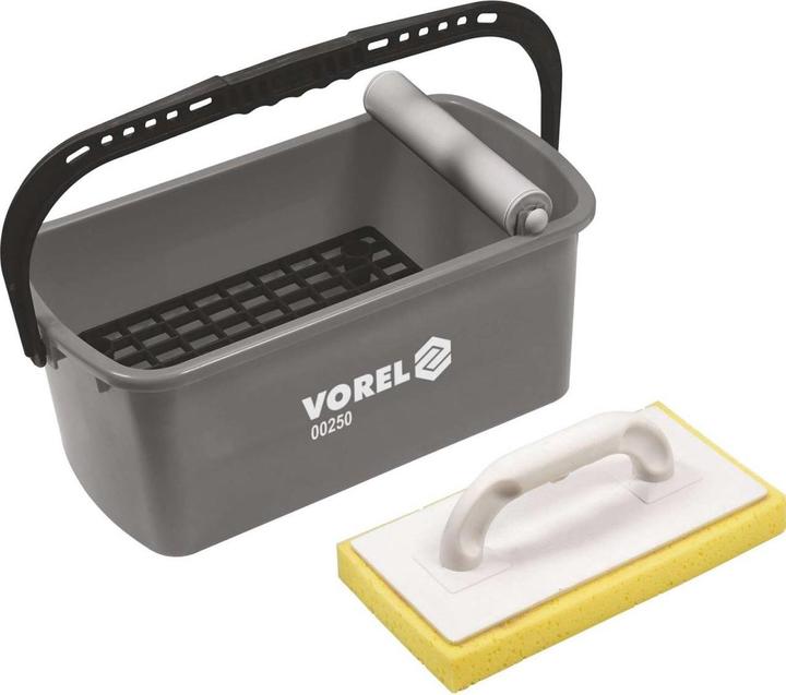 Image du produit Toya Kit de lavage de carrelage professionnel Vorel 10 litres, 4 pièces avec support à roulettes (25 cm)