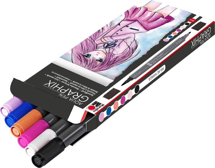 Image du produit Marabu Feutre de coloriage Aqua Pen Graphix Ka Ke Manga, 6 pièces (Multicolore, 6 x)