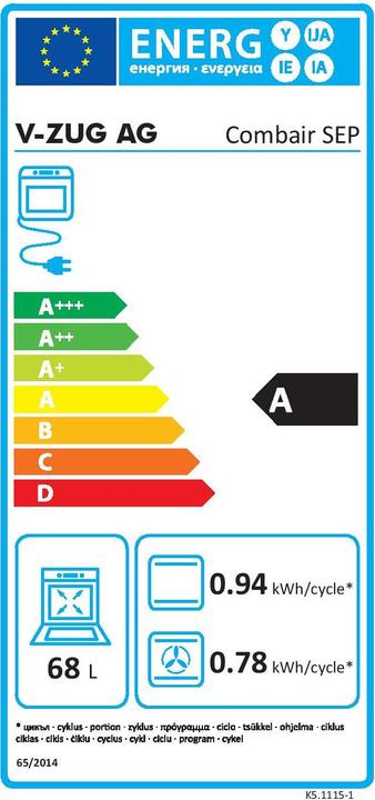 Energie-Label V-Zug Combair SEP