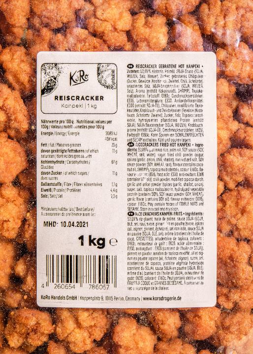 Nährwerte und Zutaten KoRo Reiscracker mit Chiligeschmack (1000 g)