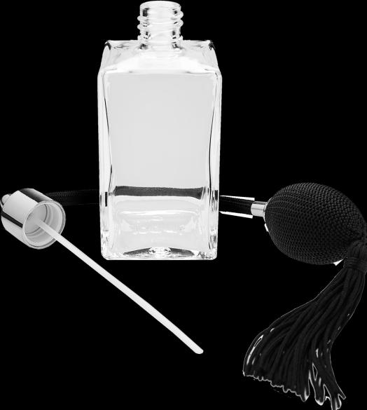 Immagine prodotto Bottiglia in vetro trasparente, quadrata, con pompa a sfera argento/nero, per 100 ml (100 ml)