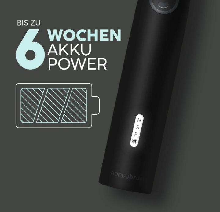 Actual product image happybrush ECO VIBE 3 Starter Kit All Black + 4 Refills (Sonic toothbrush)