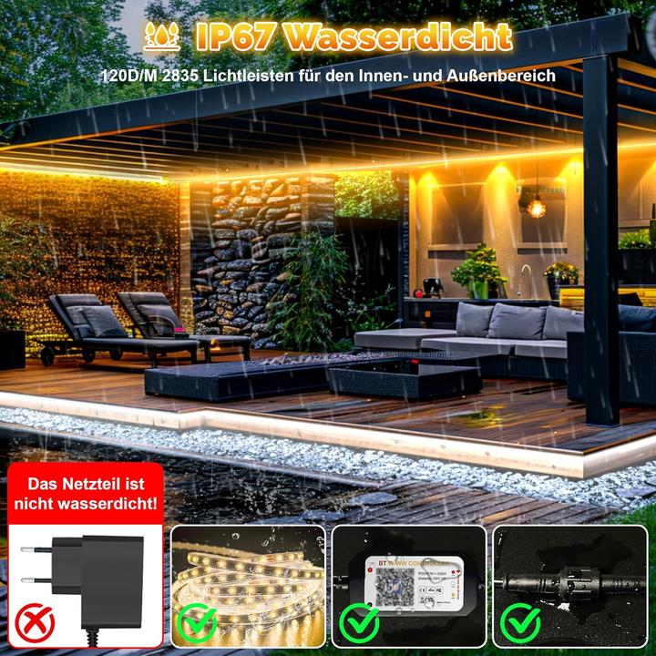 Immagine prodotto Lumina Swiss 30m Set SmartLED Weiss Outdoor IP67 (Bianco freddo, Bianco neutro, Bianco caldo, 3000 cm, Esterno)