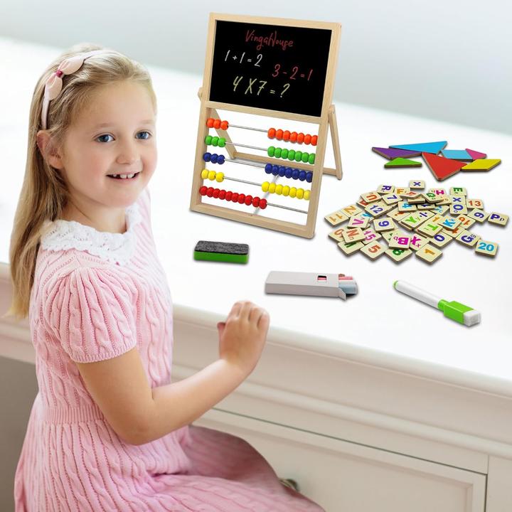 Produktbild Activity Board Grundschul-Rechenschieber Abakus, Abakus-Rechner Kinderabakus Zählrahmen mit Kreidetafel &