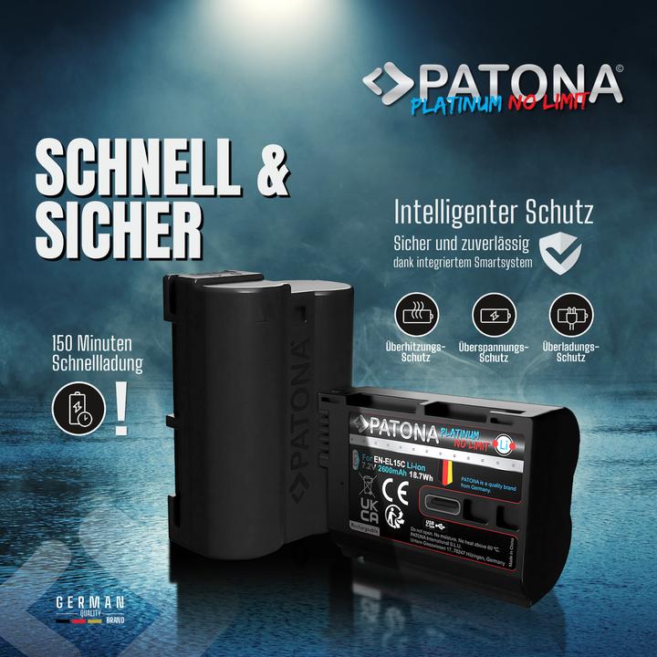 Image du produit Patona Platinum Batterie Nikon ENEL15C USB-C (Batterie de l'appareil photo)