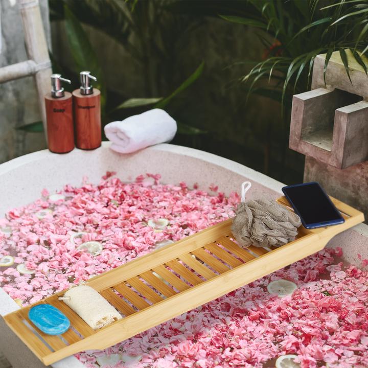 Actual product image Relaxdays Bamboo Bath Shelf (68.5 x 14.5 x 4.5 cm)