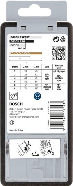 Productafbeelding Bosch Professional Zubehör HSS metalen draaiboorset (2 mm, 6 mm, 5 mm, 3 mm, 8 mm, 4 mm)