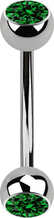 Produktbild Star Piercing Micro Banane silber mit zwei Kugeln Kristall grün (Titan G23, ohne Messing)