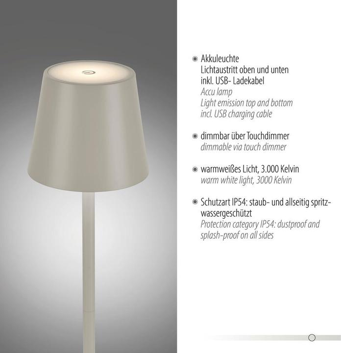 Actual product image Selltec LED table lamp rechargeable battery (320 lm)