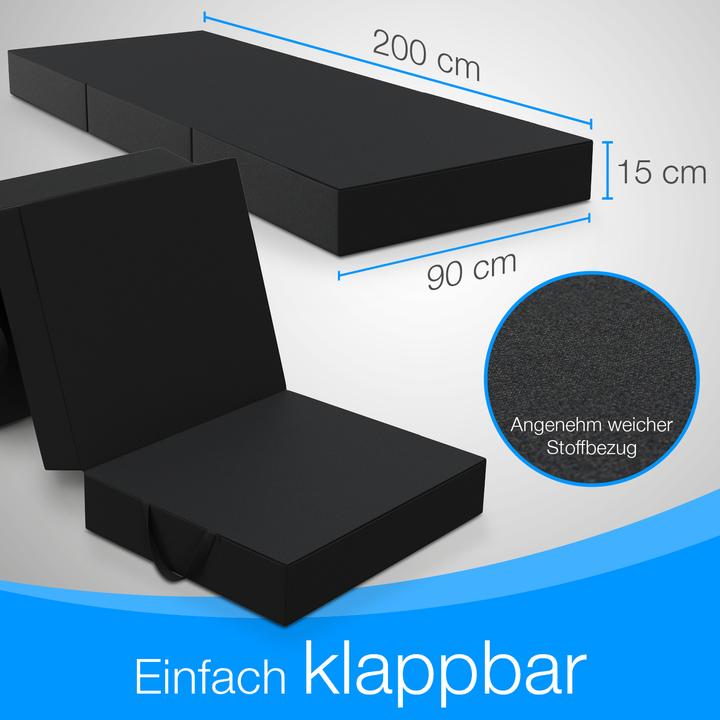 Immagine prodotto Bestschlaf Klappmatratze, 3-teilige Faltmatratze, Reisebett, Gästematratze (90 x 200 cm, Nucleo di schiuma)