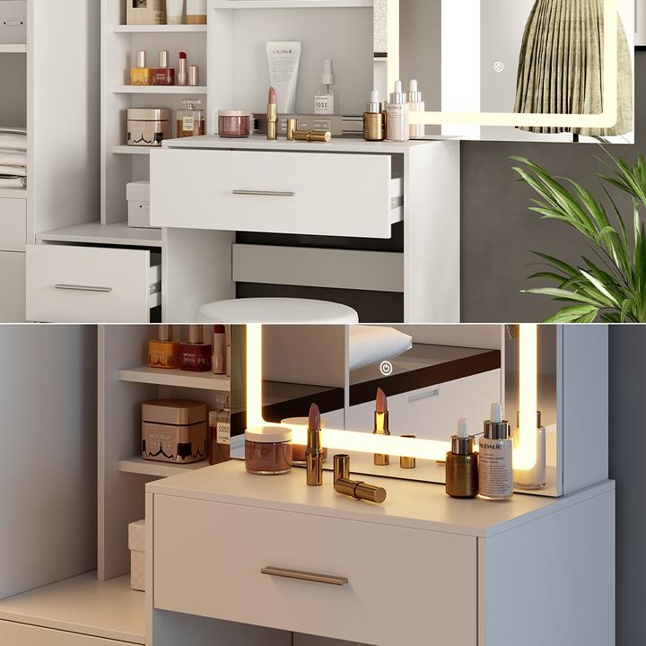 Image du produit Vicco Lisca avec tabouret et éclairage (80 x 36 x 132.5 cm)