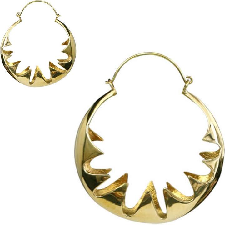 Produktbild Star Piercing Ohrring vergoldet gezacktes Blumenmuster (Messing)