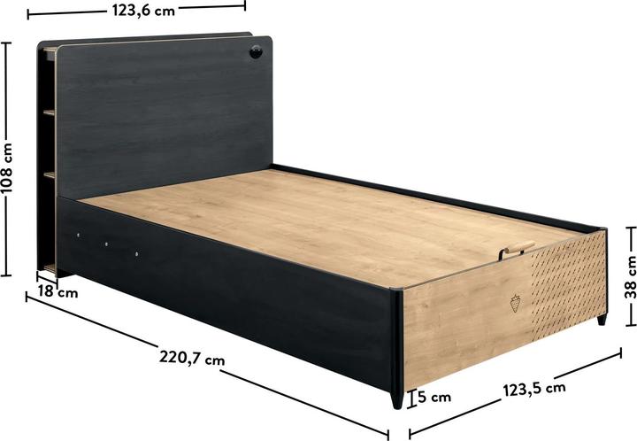 Produktbild Cilek Bett Black mit Stauraum 120x200cm (120 x 200 cm)