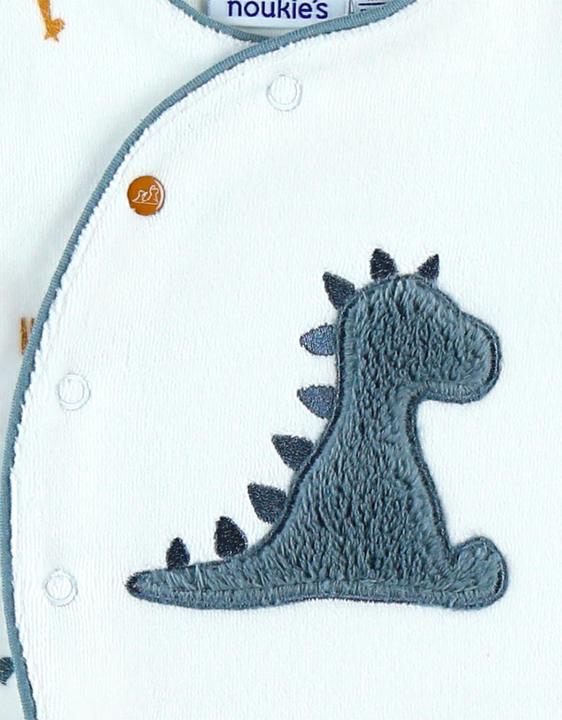 Produktbild Noukies Strampler Velours mit Tieren Weiss/Blau Gr. 62 (62)