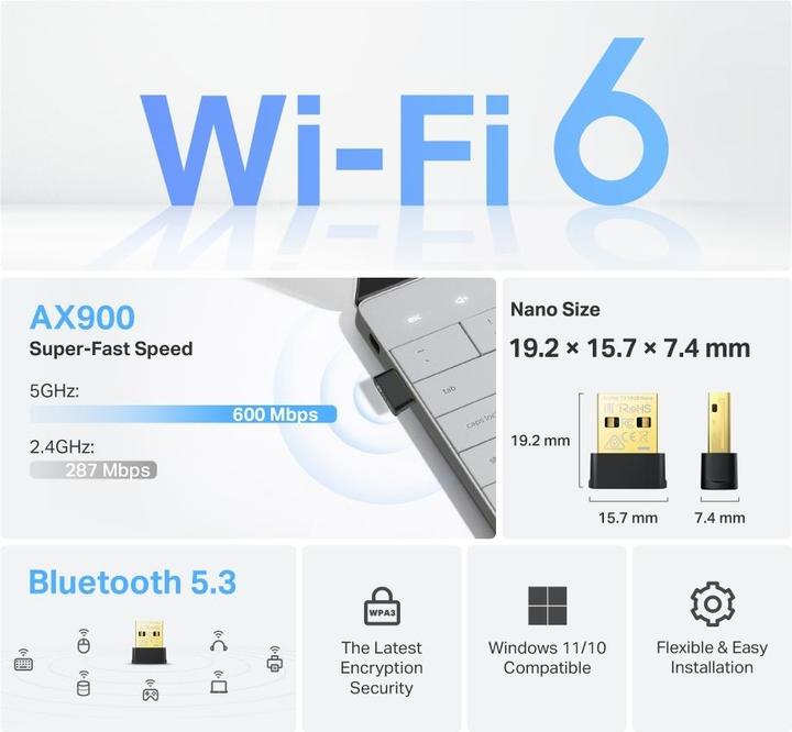 Produktbild TP-Link AX900 NANO WI-FI 6 BT 5.3 USB (USB)