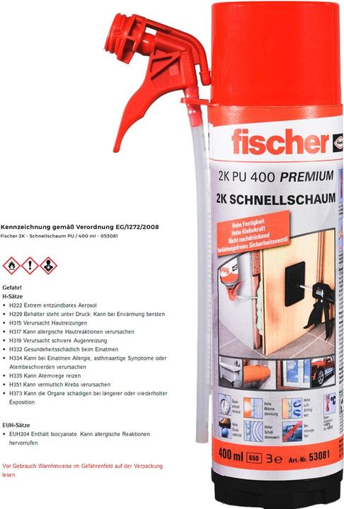 Actual product image Fischer Fisc Premium Quick Fit Foam PU400 053081 (400 ml)
