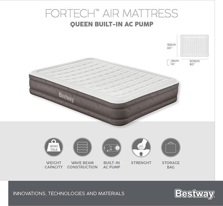 Produktbild Bestway Fortech Airbed Queen 203x152x36cm (150 x 200 cm)