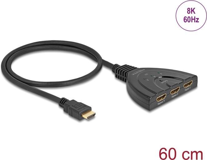 Actual product image Delock HDMI switch 3 x HDMI in to 1 x HDMI out 8K 60 Hz with