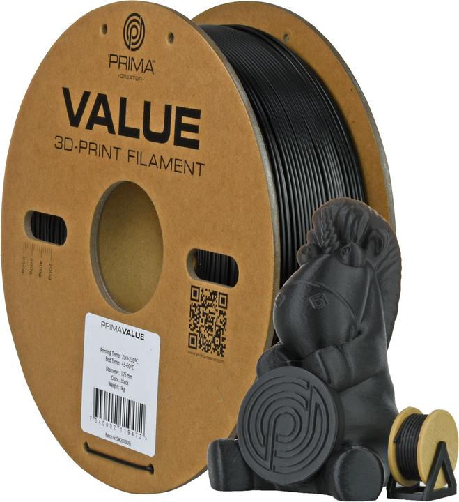 Actual product image Prima Creator PrimaValue ABS -filamentti 3D -tulostimeen,, musta (ABS, 1.75 mm, 1040 g, Black)