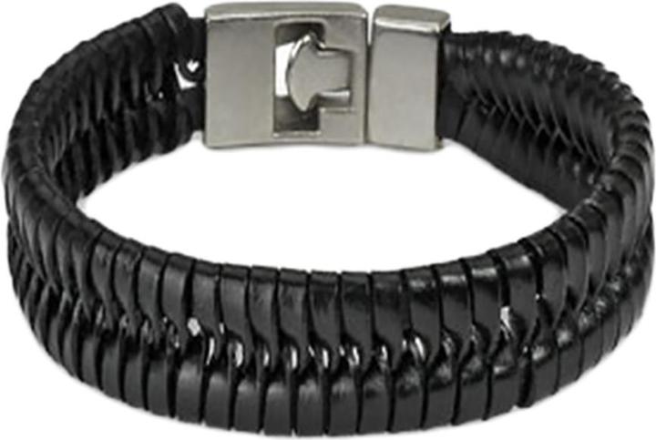 Star Piercing Lederarmband schwarz mit Schuppen (Leder, ohne Messing)