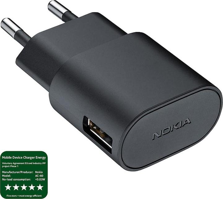 Nokia AC-60E Lader, microUSB Zwart