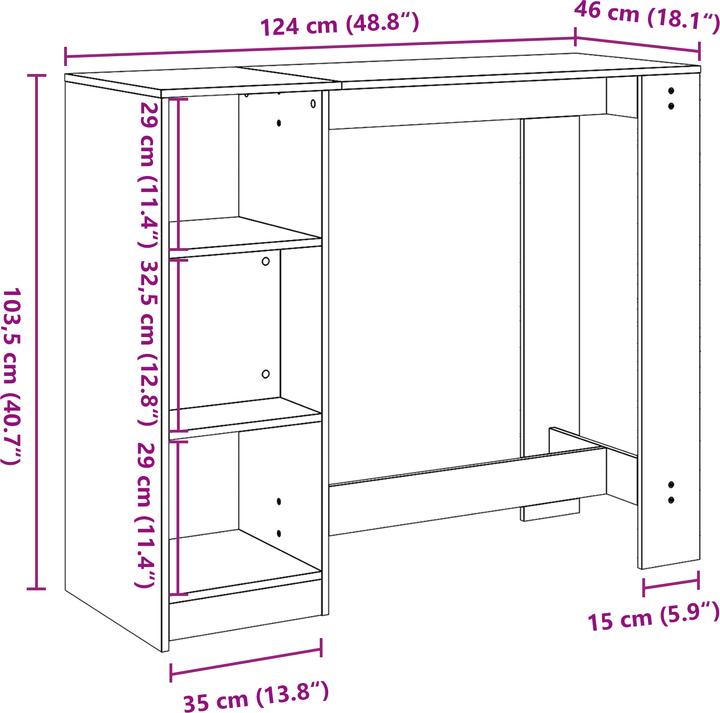 Actual product image VidaXL Bar table with shelf black oak 102.5x46x103.5 cm Manufactured wood