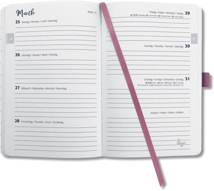Valeurs nutritives et ingrédients Jolie Agenda de poche motif (A6, Allemand, Français, Italien, Anglais)