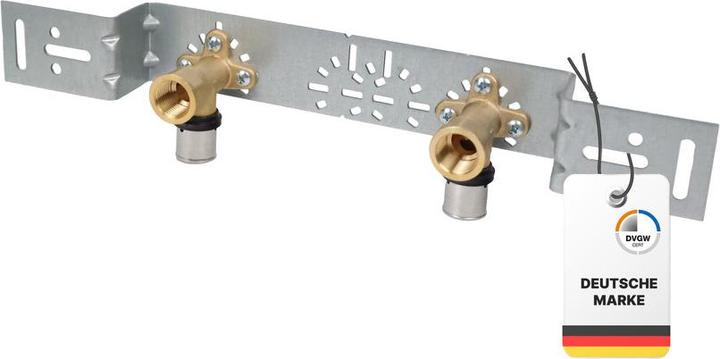 Produktbild Sanpro THPRESS Pressfitting Einzelwandscheibe + Montageplatte abgewinkelt, Größe 20x2, Abmessung 73 - 153 m (Pressverbindung)