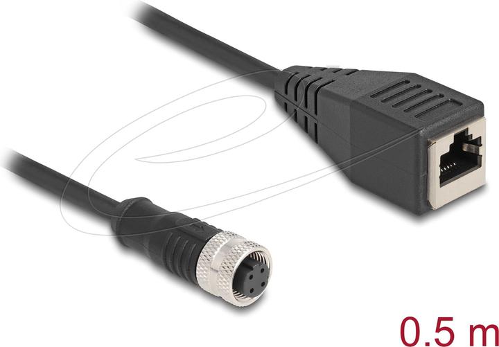 Produktbild Delock M12 Adapterkabel D-kodiert 4 Pin Buchse zu RJ45 Buchs (S/FTP, CAT5e, 0.50 m)