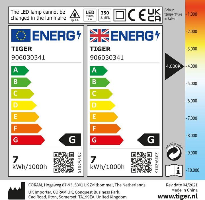 Energie-Label Tiger LED (400 lm)