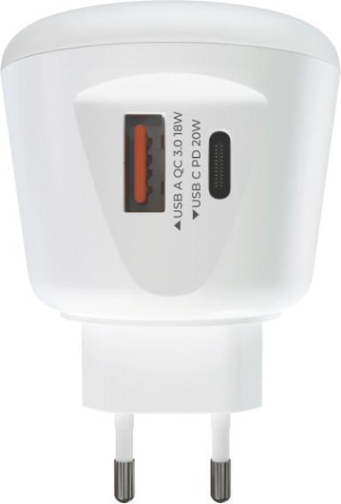 Produktbild prio Fast Charge Wall Charger 20W PD (USB C) + QC 3.0 (USB A) Night Light white (20 W)